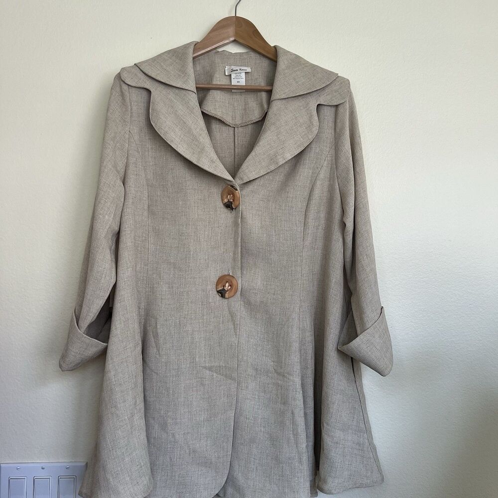 SEVEN Karat Blazer 1X Career Artsy Travel Beiges Mid Length Blazer Blouse‎ USA